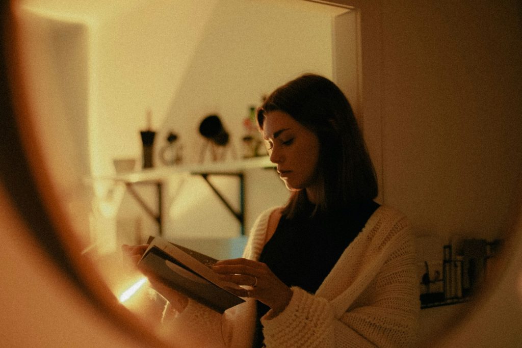 A woman reading a book