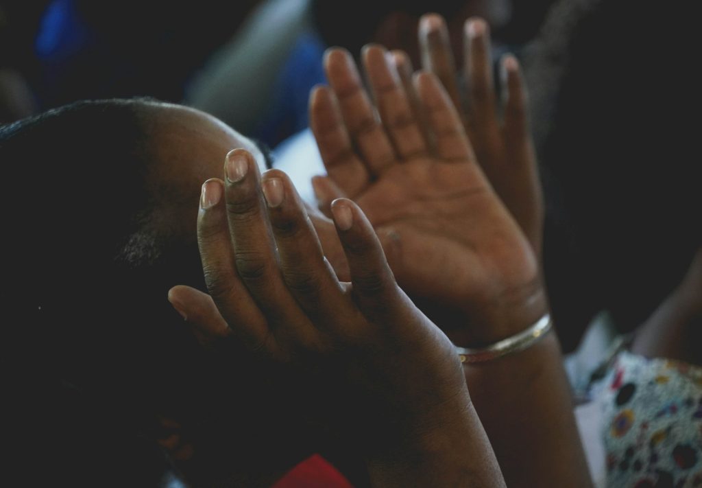 A woman clapping